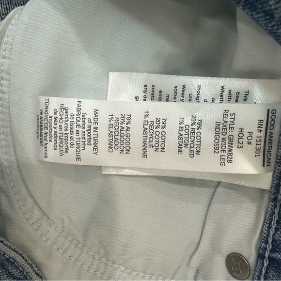 Good American Good Ease Relaxed Rhinestone Embellished Wide Leg Jean sz12 - Picture 7 of 7